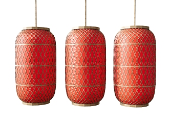 chandelier red lantern 3d model