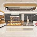Modern Dessert Shop Interior With Glass Display Cases Fresh Pastries And Seating Area