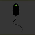 Ergonomic Wired Gaming Mouse with Black Body and Green LED Light for Computer Use