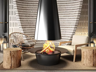 Fireplace Stove Bonfire Single sofa with armrests 3d model