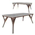 Elegant Modern Dining Table With Gray Tabletop And Unique Wooden Leg Design 3d model