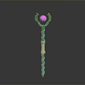 Decorative Scepter With Red Gemstone Top And Spiral Patterned Golden Shaft