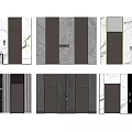 Modern Elevator Doors Design With Marble Dark Panels And Various Textures 3d model