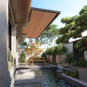 Modern courtyard landscape 3d model