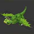 Green Dragon Building Block Model With Yellow Head Red Accents And Wings