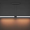 Modern Chandelier With Long Strip Design White Shades Black Frame And Warm Lighting