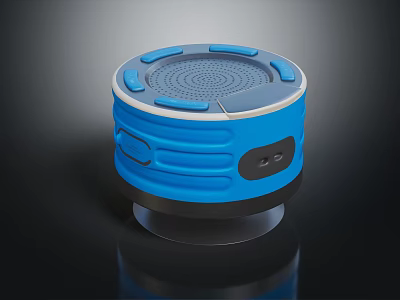 Blue Portable Wireless Bluetooth Speaker With Textured Surface And Control Buttons 3d model