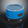 Blue Portable Wireless Bluetooth Speaker With Textured Surface And Control Buttons