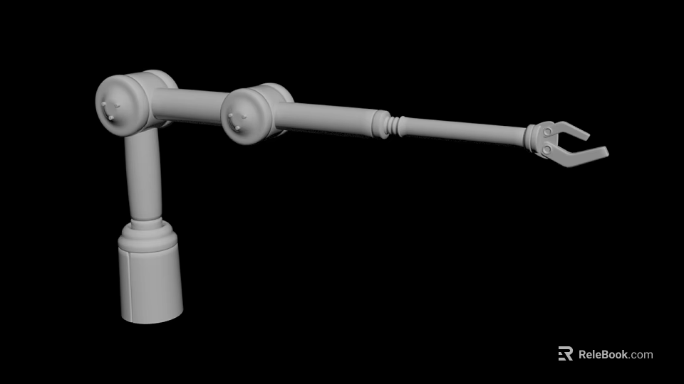 Robotic Arm 3D Model With White Body Multiple Joints And Gripper Structure 3d model