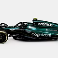 Green Formula 1 Racing Car with Aramco Cognizant BOSS Sponsorship Logos and Sleek Aerodynamic Design