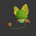 Adorable 3D Fantasy Creature With Big Ears Blue Wings And Star Accessory