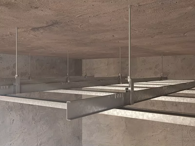 Industrial Ceiling Construction Structure With Metal Framework And Support Brackets 3d model