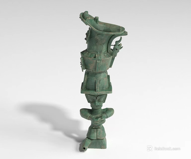 Artistic Green Bronze Landscape Sculpture Featuring Intricate Design And Unique Structure 3d model 