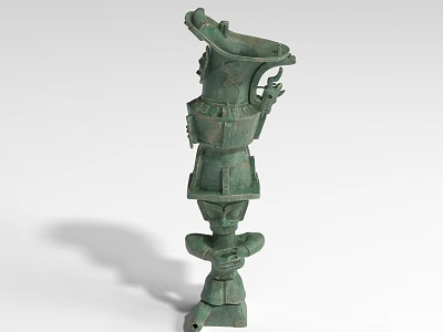 Artistic Green Bronze Landscape Sculpture Featuring Intricate Design And Unique Structure 3d model