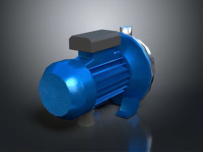 Blue Industrial Electric Motor With Fan Housing And Stable Base Equipment 3d model