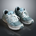 Light Blue Athletic Sneakers With White Laces And Breathable Mesh Design