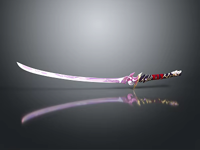 Ornate Decorative Sword With Elaborate Hilt Red Gold Accents And Sharp Blade 3d model