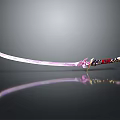 Ornate Decorative Sword With Elaborate Hilt Red Gold Accents And Sharp Blade