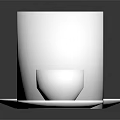 Coffee Drinks In Various Size Cups With Latte Art On Black Table Surface 3d model