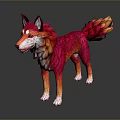 Colorful Fantasy Fox Game Movie Character With Pink Orange Fur Green Eyes And Black Ears