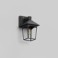 Black Wall Mounted Lamp With Glass Shade And Vintage Edison Bulb Design