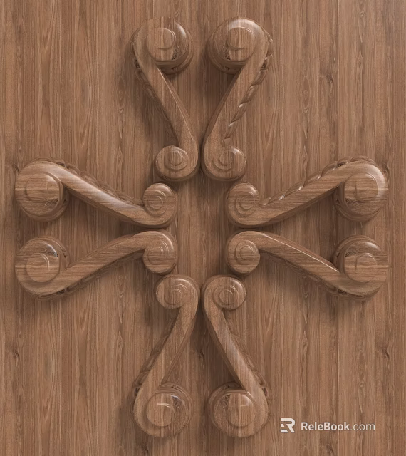 Wooden Background Wall With Intricate Carved Patterns And Natural Wood Grain 3d model 