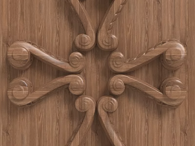 Wooden Background Wall With Intricate Carved Patterns And Natural Wood Grain 3d model