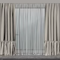 Beige Curtains With Sheer Panel And Pleated Design For Modern Home Window Interior