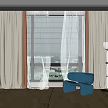Modern Curtain Window Screen 3d model