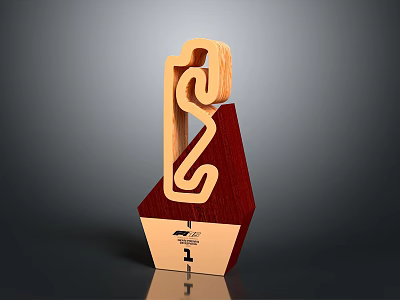 Elegant Light Wood Household Decor Item With Curved Design Red Base 3d model