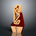 Elegant Light Wood Household Decor Item With Curved Design Red Base