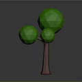 Low Poly Style Tree With Three Green Canopies And Brown Trunk