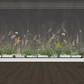 Wall Washer Light Creating Wave Like Texture On Wall With Decorative Plants