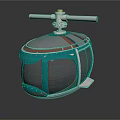 Green And Brown Cable Car Cabin With Top Bar And Metal Structure