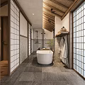 Serene Hotel Guest Room With Wooden Ceiling TV And Mountain View