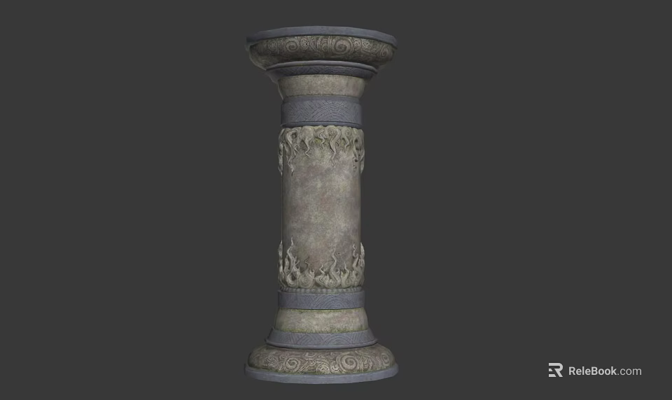 Classical Stone Pillar With Ornate Carved Patterns On Base And Top 3d model