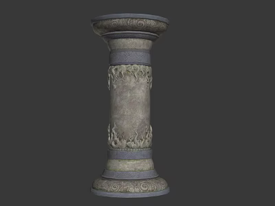 Classical Stone Pillar With Ornate Carved Patterns On Base And Top 3d model
