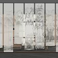 Modern Bamboo Patterned Blinds as Stylish Interior Room Divider Design 3d model