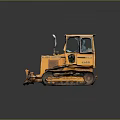 Yellow Tracked Bulldozer With Front Blade And Enclosed Cab Construction Vehicle