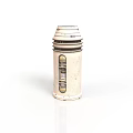 Cylindrical Architectural Component With Ring Details And Rectangular Window On White Background