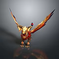 Mythical Fantasy Creature 3D Model With Golden Wings Red Feathers And Sharp Claws 3d model