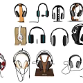 Various Over Ear Headphones With Different Colors And Wireless Designs On 3d model