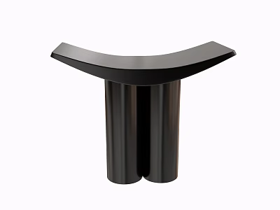 Modern Black Side Table With Curved Top And Double Column Support Base 3d model