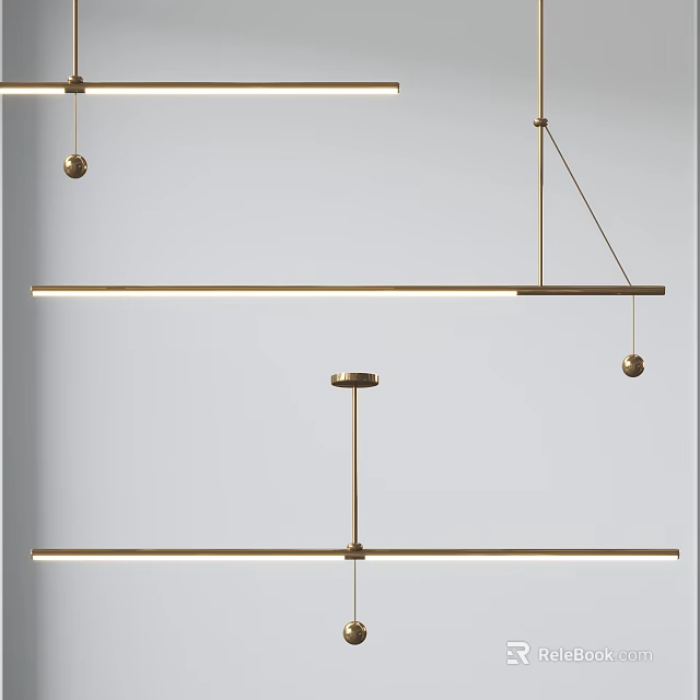 Modern Minimalist Ceiling Pendant Light With Linear Metal Frame And Hanging Design 3d model
