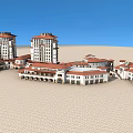 Modern Residential Building With Balconies Retail Units Red Tiled Roof And Open Plaza