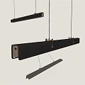 Sleek Modern Linear Pendant Lights With Black And Wooden Hanging Design