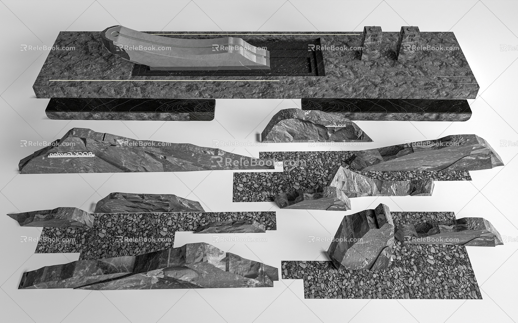 Modern landscape rubble pseudo rockery rockery rockery rockery rockery 3d model