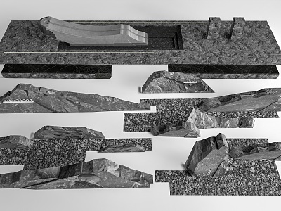 Modern landscape rubble pseudo rockery 3d model