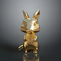 Golden Rabbit Decorative Figurine With Shiny Surface And Detailed Standing Pose