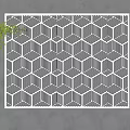 Modern Minimalist Square Rug With Black And White Geometric Hexagon Patterns 3d model